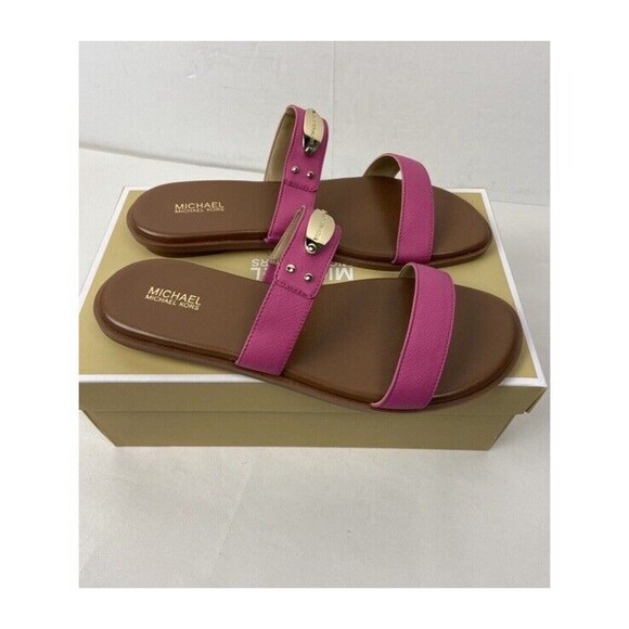 MICHAEL Michael Kors MK Plate Pink Slide Sandals Size: 8.5M - Picture 4 of 8